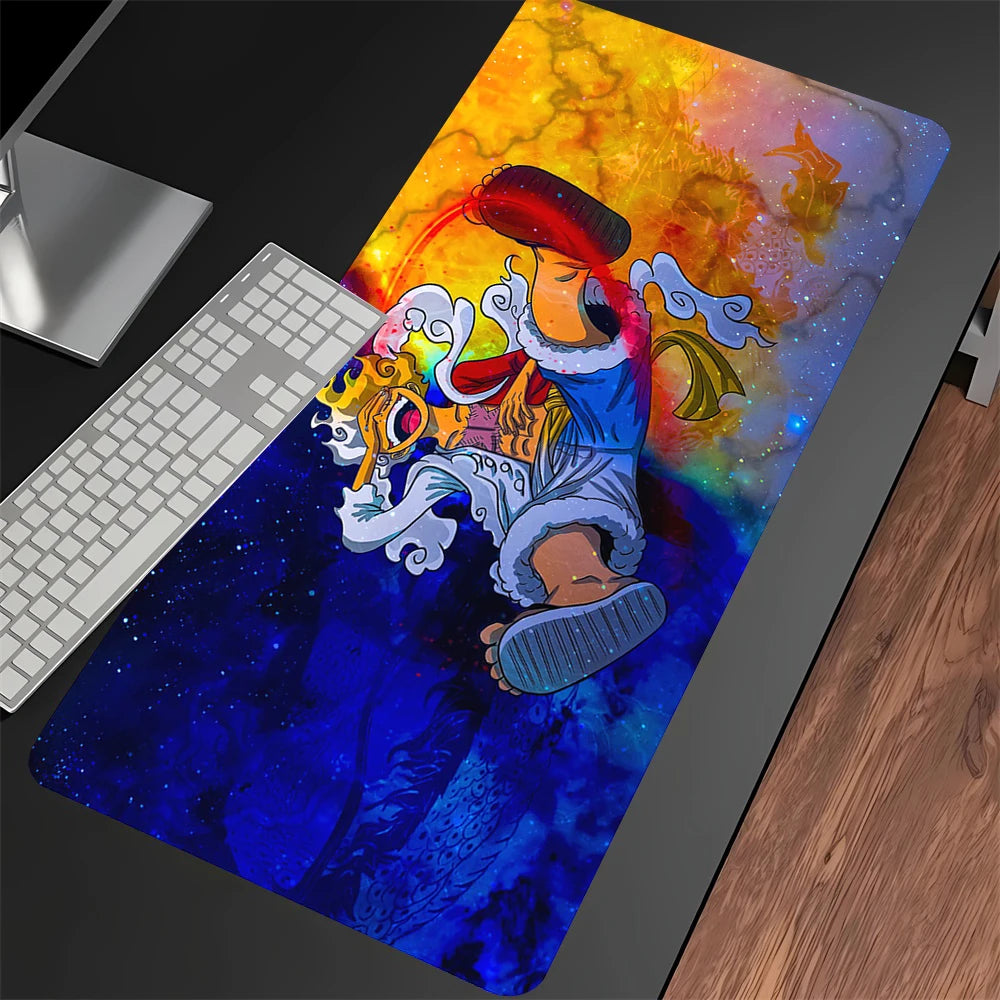 Luffys-Gear5 Desk Mat Large Mousepad Anime Mouse Pad O-One-PieceS Pc Accessories Gamer Keyboard Xxl Gaming Extended Mats