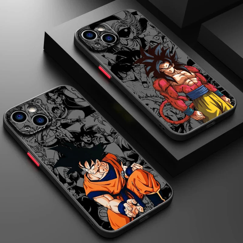 Comic D-Dragon Ball Son Goku Frosted Translucent For Apple iPhone 15 14 13 12 11 XS XR X 8 7 SE Pro Max Plus Mini Back