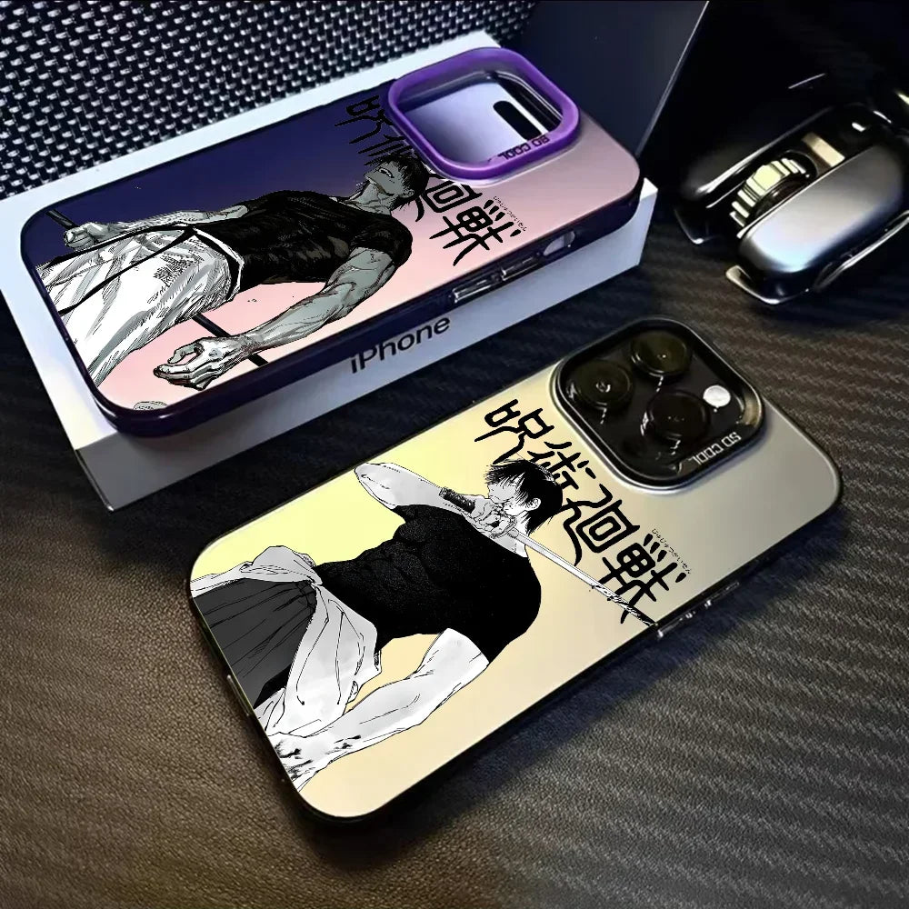 J-Jujutsu Toji Kaisen F-Fushiguro Phone Case for IPhone 16 15 14 13 12 11 Pro Max Independent Metal Button Silver Shell