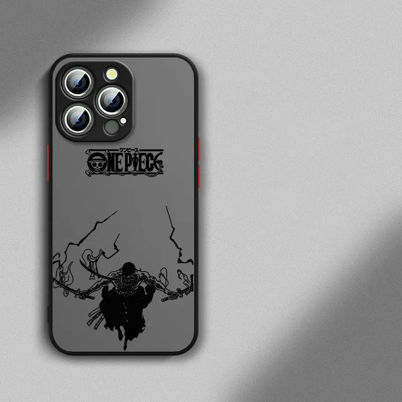 Zoro O-One Piece Cover For Apple iPhone 16 15 14 13 12 11  XR 8 Pro Max Plus Mini Frosted Translucent Phone Case
