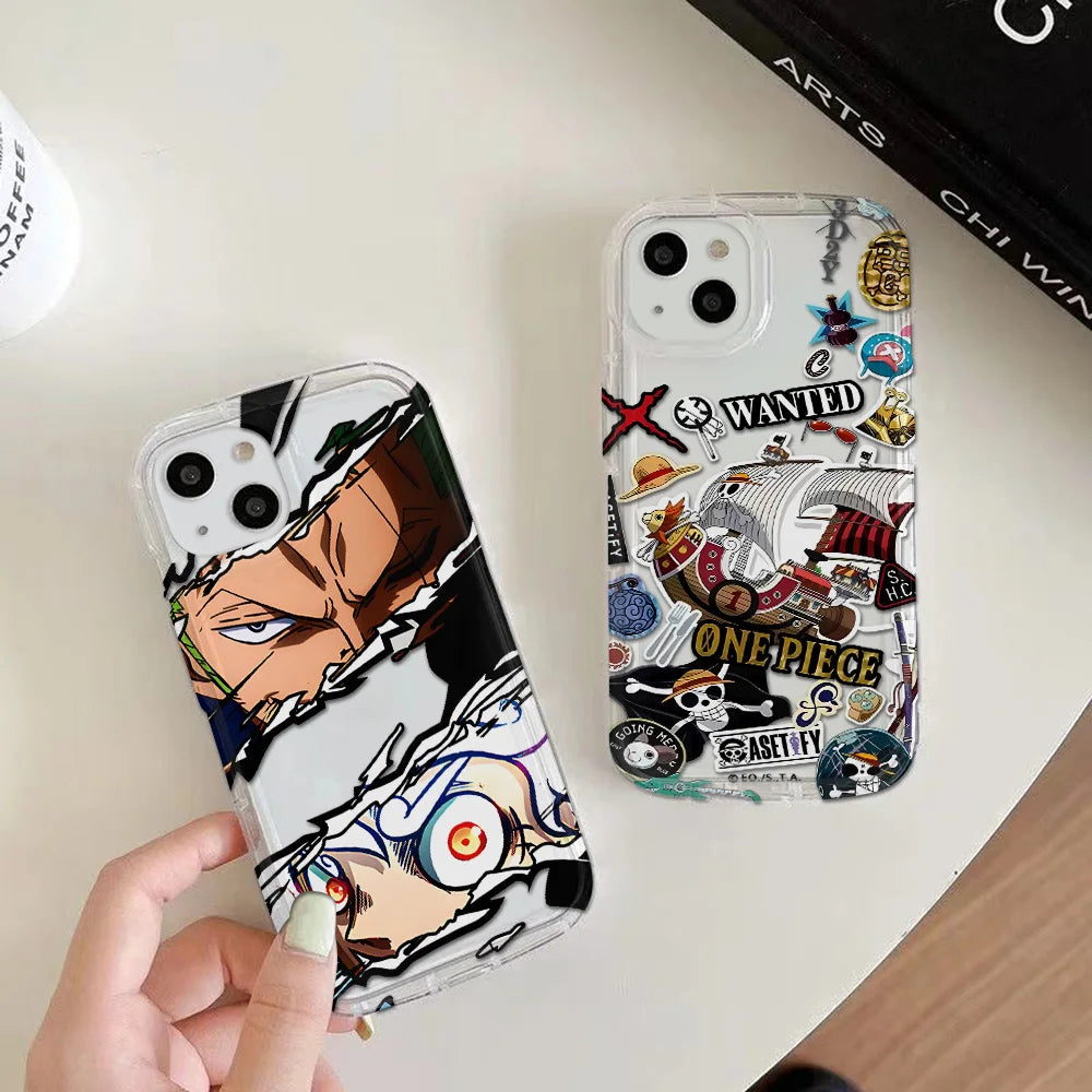 Anime O-One P-Pieces Clear Case for IPhone 16 15 14 13 12 11 Pro Max 14 15 7 8 Plus X XR XS Max SE2020 Airbag Shockproof Cover