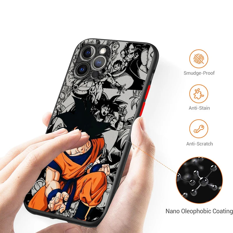 Comic D-Dragon Ball Son Goku Frosted Translucent For Apple iPhone 15 14 13 12 11 XS XR X 8 7 SE Pro Max Plus Mini Back