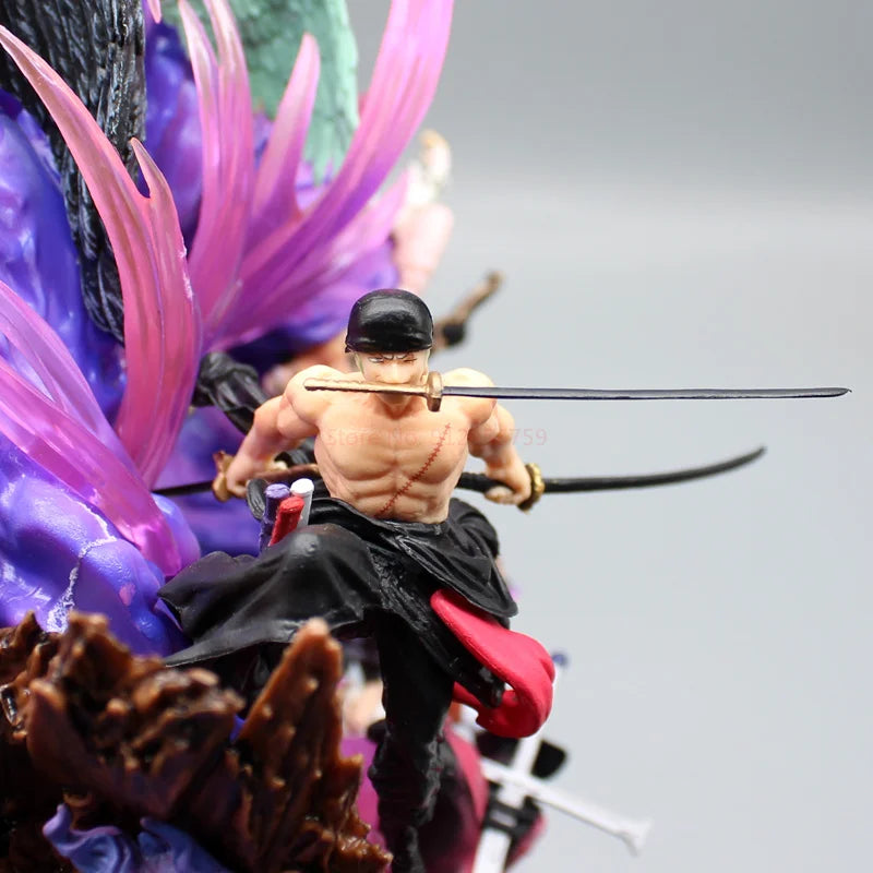 24cm One Piece Anime Figures Zoro Gk Figurine Onigashima King Of Hell Action Figure Pvc Statue Model Decoration Gift Toys