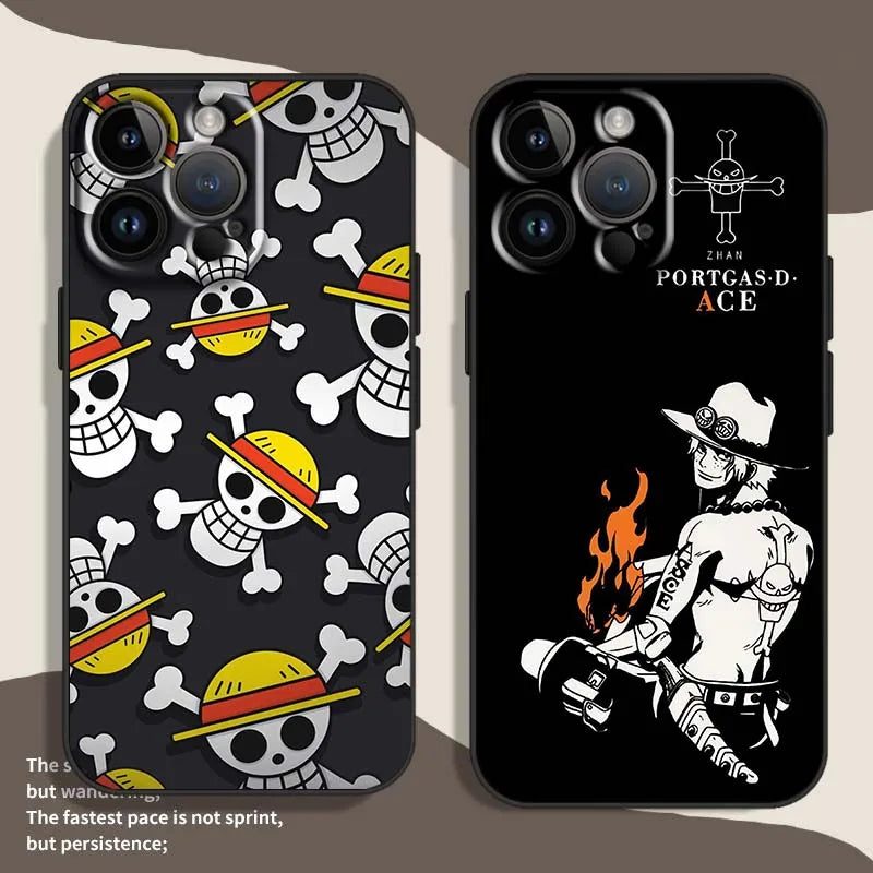 O-One Pieces Anime Cover For Apple iPhone 16 15 14 13 12 11 XS X Mini Plus Pro Max Black Phone Case