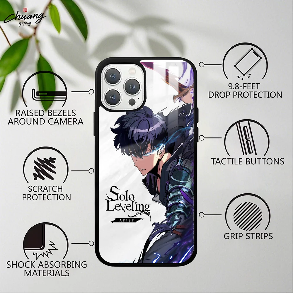 Solo Leveling Season Phone Case For 11 12 13 14 15 16Pro Max Mini Plus Frosted Mirror Phone Cover