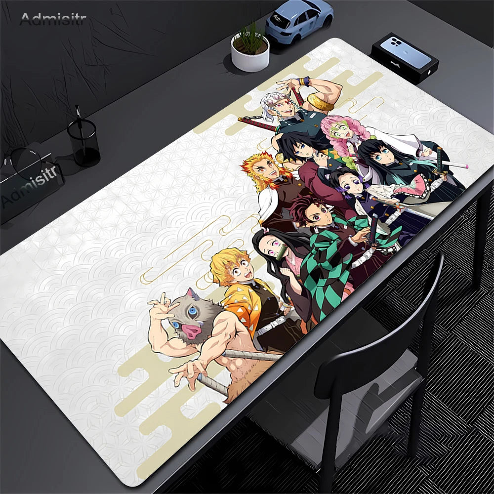 Anime Demon Slayer Gaming Mouse Pad Rubber Mat Deskmat Keyboard Pads Cartoon Cute Mousepad Kawaii Pc Accessories Mouse Mats Xxl