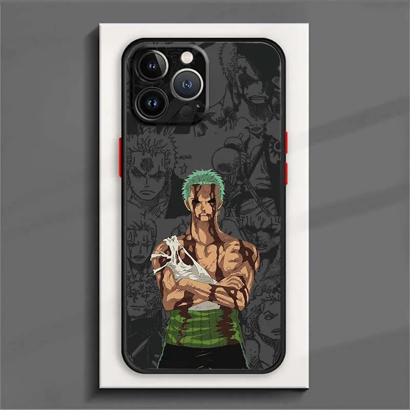 Zoro O-One Piece Cover For Apple iPhone 16 15 14 13 12 11  XR 8 Pro Max Plus Mini Frosted Translucent Phone Case