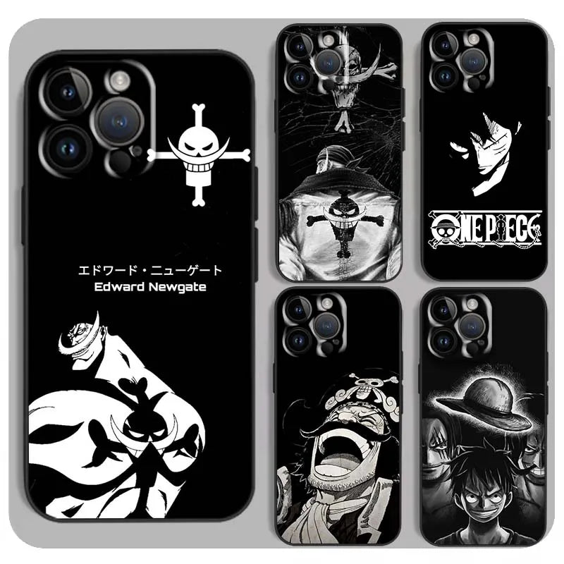 O-One Pieces Anime Cover For Apple iPhone 16 15 14 13 12 11 XS X Mini Plus Pro Max Black Phone Case