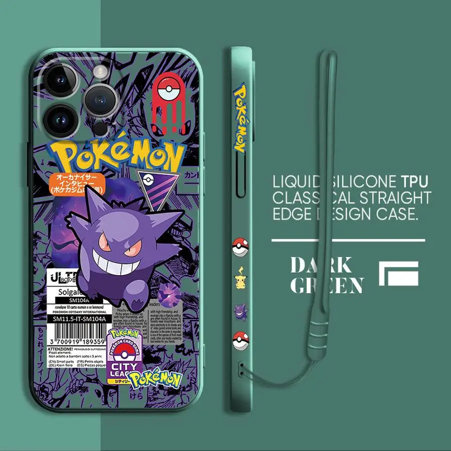 Pokemons Gengars Phone Case for iPhone 11 12 13 14 15 16 Pro Max XR XS 7 8 SE 15 Plus 13 Mini Cover