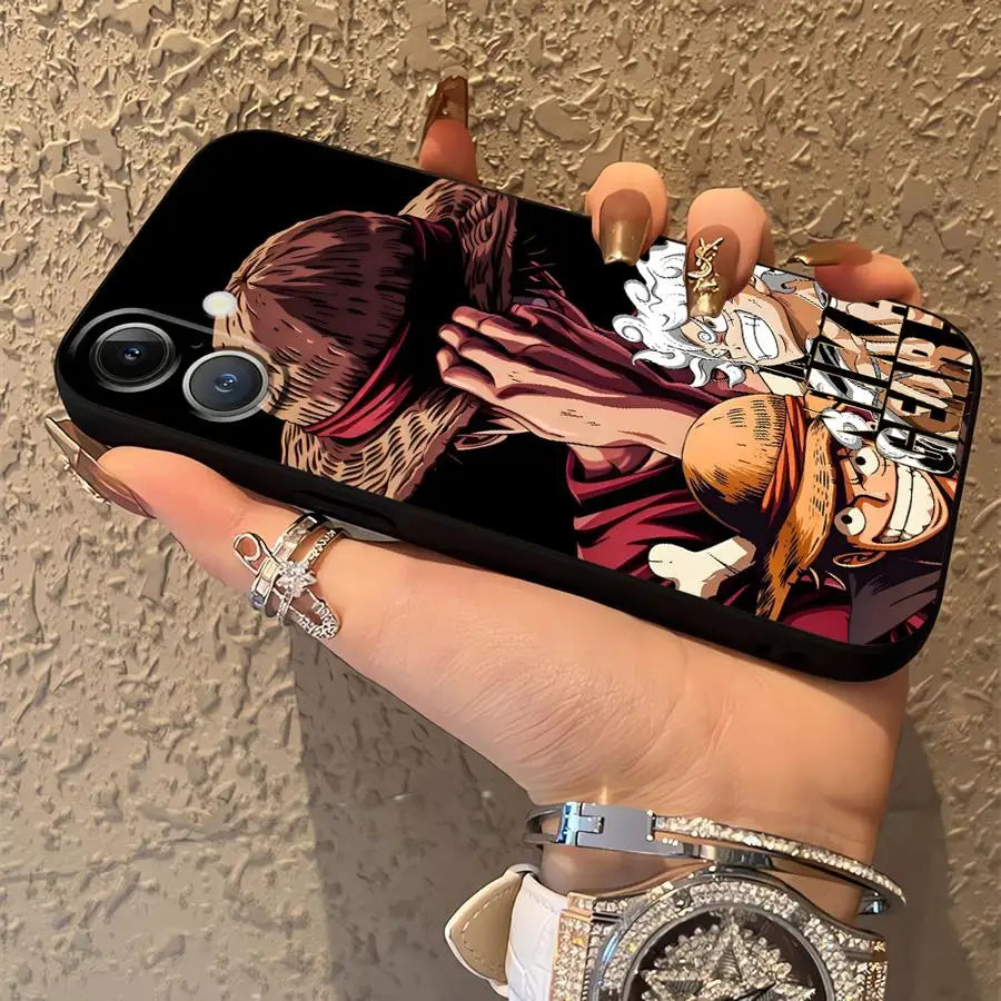 One Piece Zoro Luffy Portgas D Ace Black Soft Phone Cover Case for iPhone 15 16 14 Plus 13 12 11 17 Pro Max XR XS 17Air 7 8