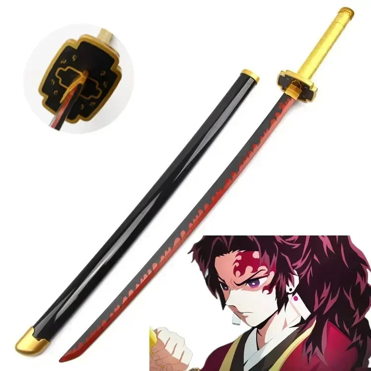 104cm Demon Slayer Kokushibo Katana Kimetsu No Yaiba Blade Sword Anime Cosplay Prop Real Size Japanese Katana Samurai Sabre Toy