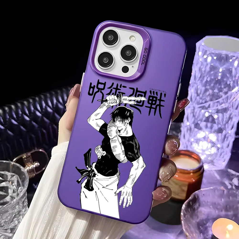J-Jujutsu Toji Kaisen F-Fushiguro Phone Case for IPhone 16 15 14 13 12 11 Pro Max Independent Metal Button Silver Shell