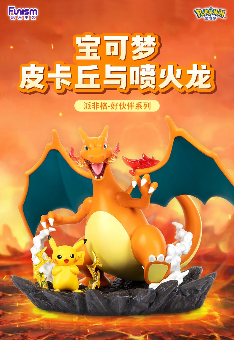 Genuine 16cm Pokemon Action Figures Charizard With Pikachu Cartoon Anime Collectible Model Toys For Birthday Gift