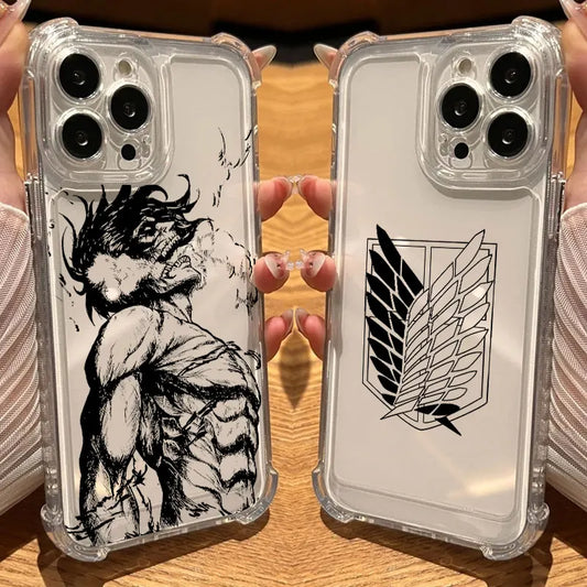 Anime Attack On Titan Hot Cool Phone Case Clear For iPhone 17 16 14 15 11 12 13 Pro Max 16E 16 Plus 17 Air Soft Shockproof Cover