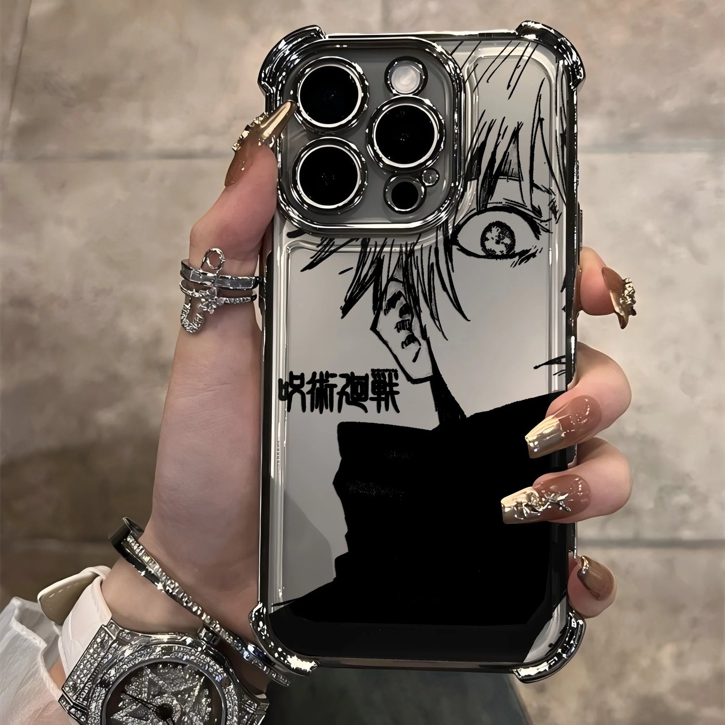 Anime Jujutsus Kaisens Gojo Plating Case for IPhone 16 15 14 13 12 11 Pro Max X XR XSMax 7 8 6 Plus Anti-Fall Airabag Back Cover