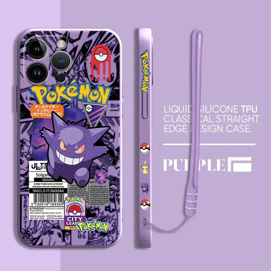 Pokemons Gengars Phone Case for iPhone 11 12 13 14 15 16 Pro Max XR XS 7 8 SE 15 Plus 13 Mini Cover
