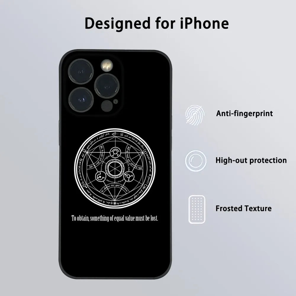 F-Fullmetal A-Alchemist Anime Phone Case For iPhone 15 14 13 12 11 Pro Xs Max Mini XR X 7 8 Plus Black Frosted Soft Shell Funda