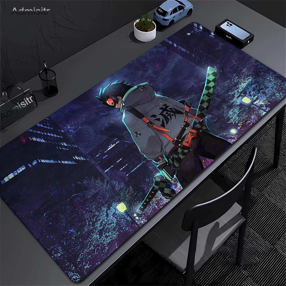 Large Mouse Pad Demon Slayer Nezuko Cute Anime Mousepads Kawaii Table Mats Office Accessories Deskmat Rubbe Lockedge Mouse Mat