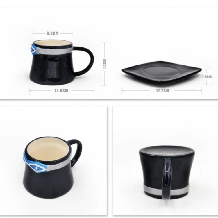 Anime Design Coffee Cup Luffy Eiss Sabo Creative Three Brothers Hat Shaped Ceramics Coffee Cup and Saucer Child's Birthday Gift