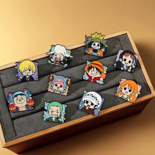 One Piece Cartoon Broochs Cap Luffy Zoro Sanji Anime Action Figures Q Figurals Toys Badges Merchandise Decoration Children Gifts