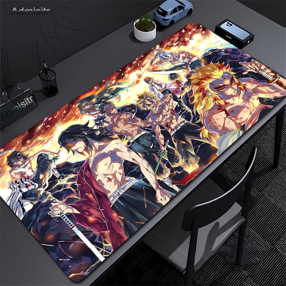 Large Mouse Pad Demon Slayer Nezuko Cute Anime Mousepads Kawaii Table Mats Office Accessories Deskmat Rubbe Lockedge Mouse Mat