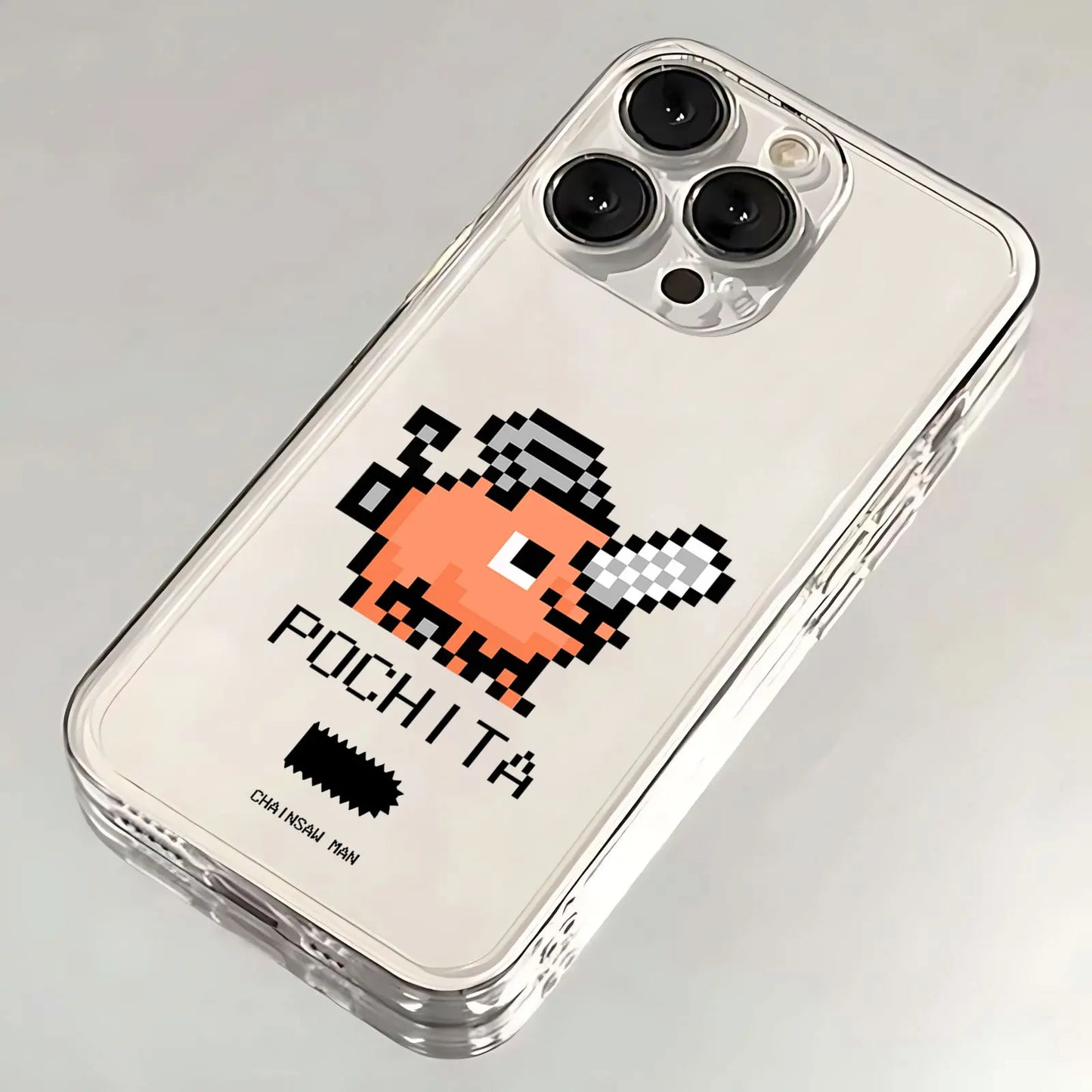 Pixel Cartoon Chainsaw Man Hot Phone Case For iPhone 16 15 14 13 12 11 Mini Pro Max X XR XSMax 7 8 Plus SE20 Transparent Cover