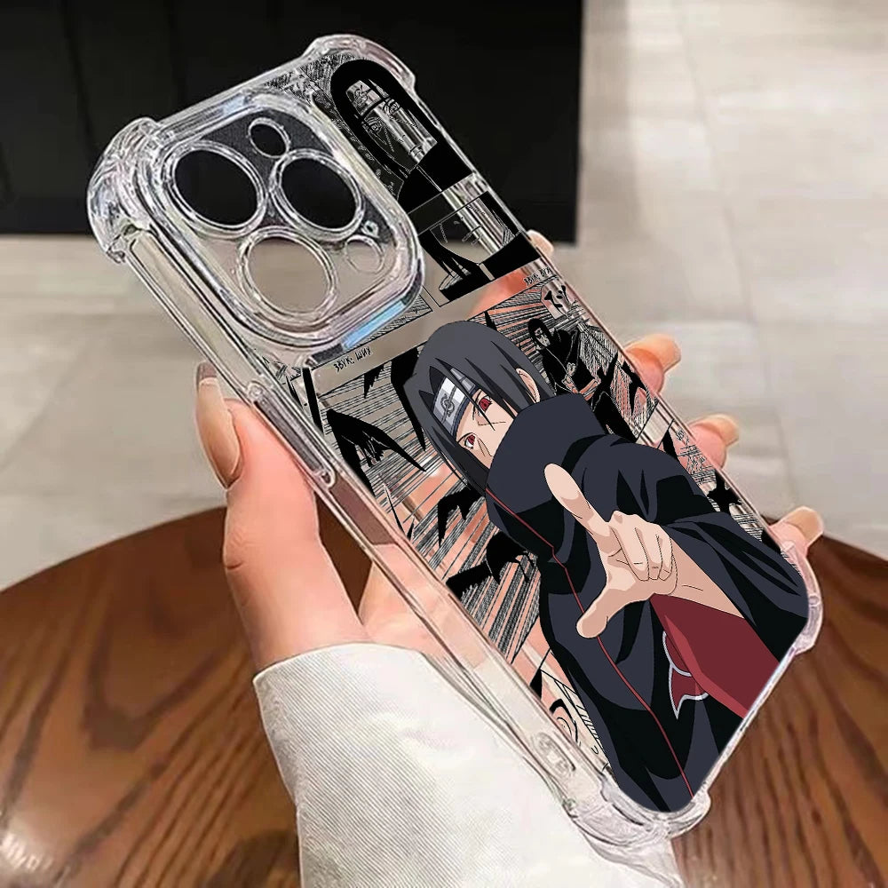 Anime Phone Case For iPhone 16 15 14 13 12 11 Mini Pro Max X XR XSMax 8 Plus Uchihas Anti Fall Itachis Transparent Sasukes Cover