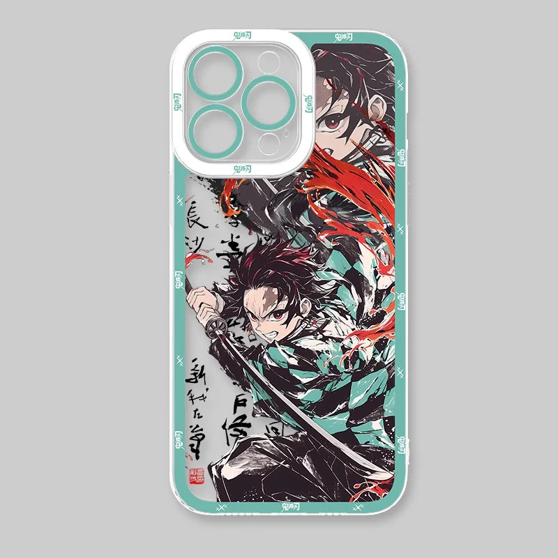 Anime Demon Slayer Clear Phone Case For iPhone 16 Pro Max 15 14 Pro Max 13 12 11 XS X XR 8 7 SE 2020 Soft Silicone Back Cover