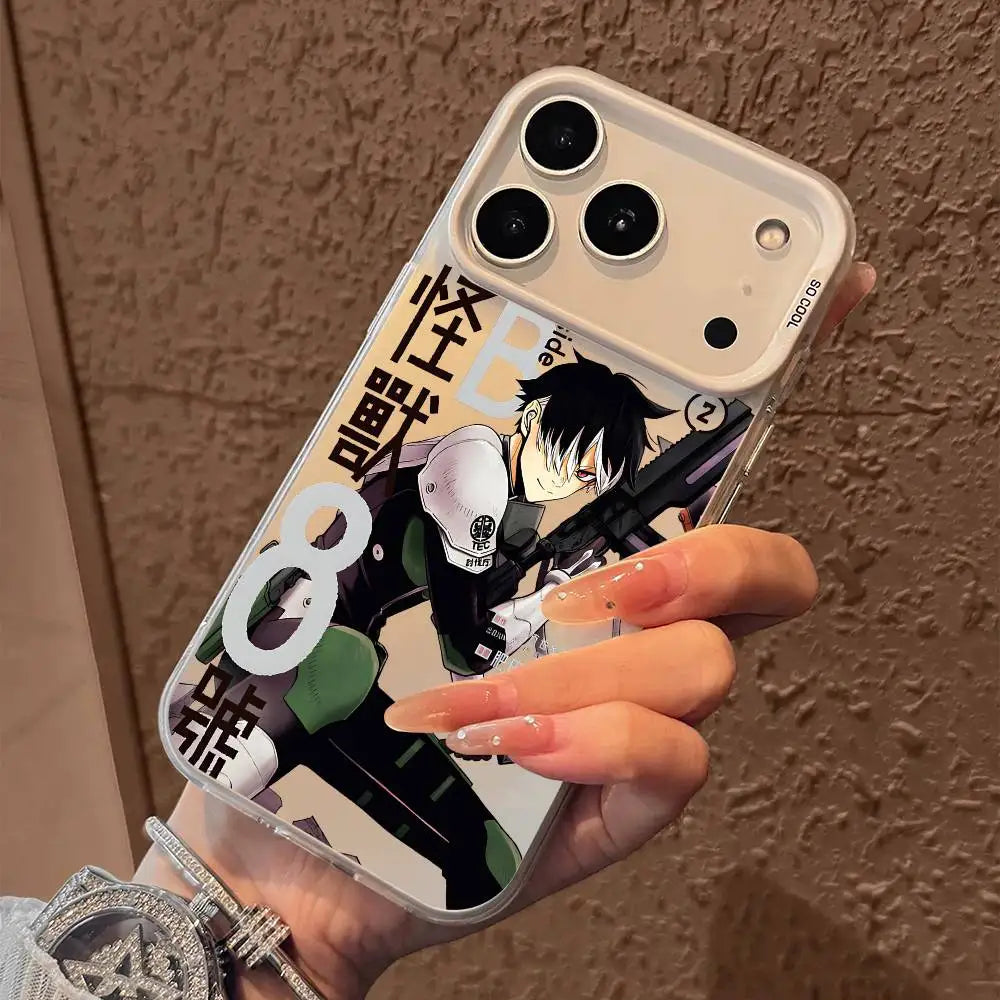 Anime K-Kaiju No 8 Phone Case For iPhone 17 16 15 14 13 12 Pro Max Plus Colorful Gradient Soft TPU Back Cover