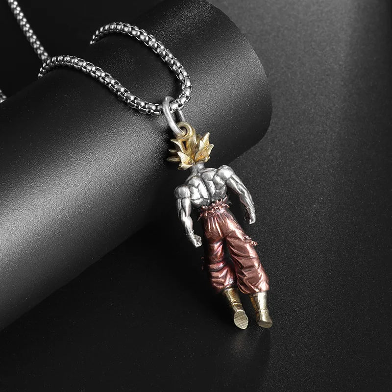 New Anime Cartoon Dragon Ball Z Super Saiyan Son Goku Alloy Electroplate Personality Hip Hop