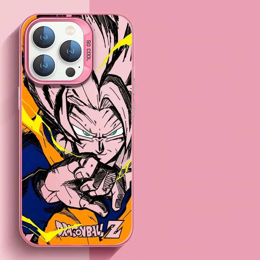 Japan Anime DBZ Cool Case for Apple iPhone 16 15 11 13 14 Pro Max 12 16ProMax 15Pro Matte Lens Protect Plating Phone Cover