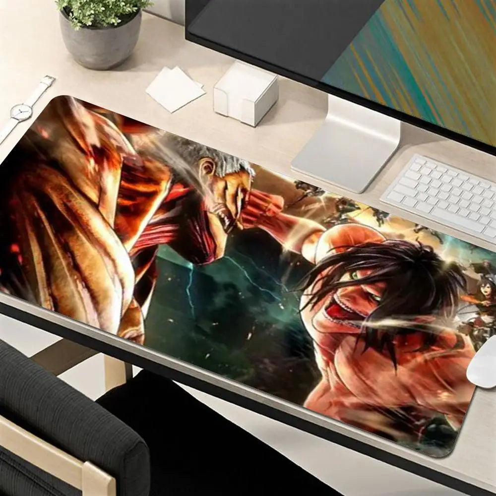 Attack on Titan Anime Large Lock Edge Mouse Pad Computer Mousepad XXL S Gaming Padmouse Gamer Laptop Keyboard Mouse Mats Carpet