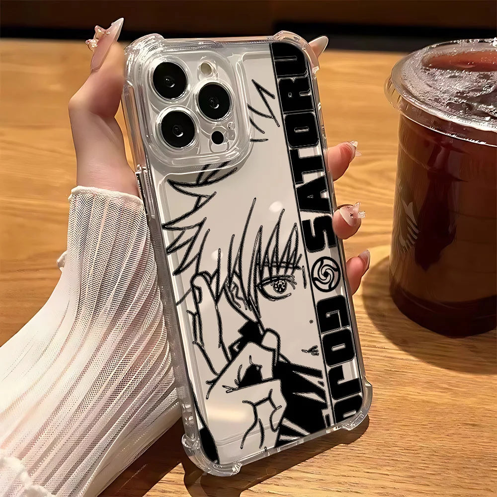 Anime Jujutsus Kaisens Gojo Phone Case for IPhone 16 15 14 13 12 11 Mini Pro Max X XR XSMax 8 Plus Shockproof Transparent Cover