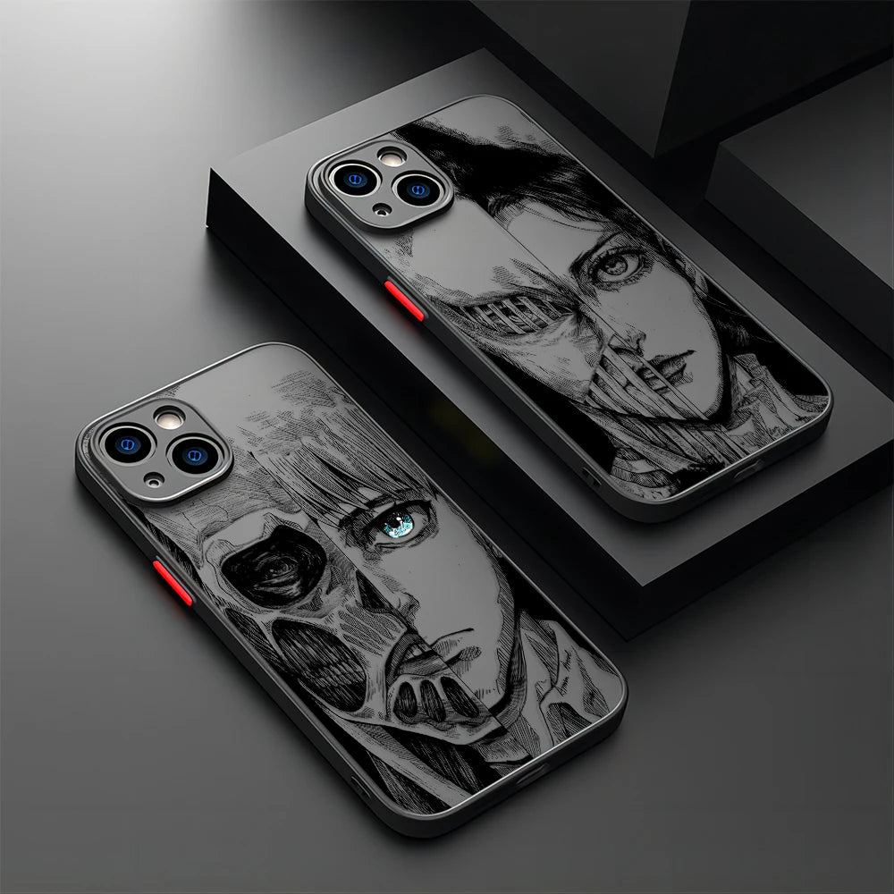 Luxury Attack On Titan Hot Anime Phone Case For iPhone 16 15 14 13 12 11 Mini Pro Max X XR XSMax 7 8 6 6s Plus Matte Clear Cover