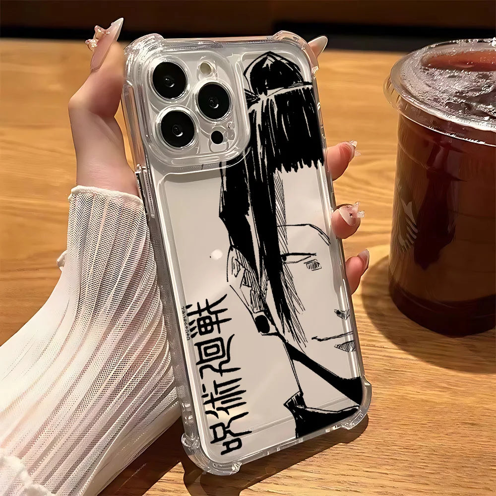 Anime Jujutsus Kaisens Gojo Phone Case for IPhone 16 15 14 13 12 11 Mini Pro Max X XR XSMax 8 Plus Shockproof Transparent Cover