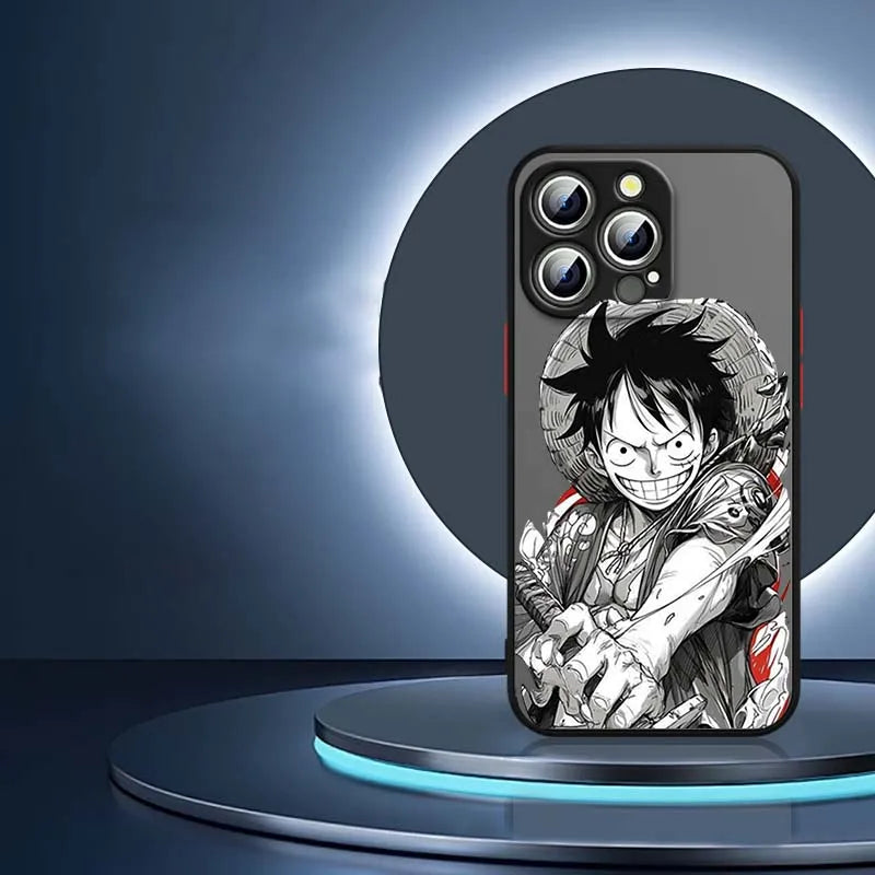 Anime Luffy Colorful O-One Piece Cover For Apple iPhone 16 15 14 13 12 11  XR 8 Pro Max Plus Mini Frosted Translucent Phone Case