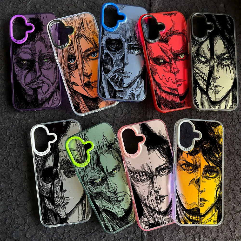 Luxury Hot Anime Attack On Titan Phone Case For iPhone 16e 16 15 14 13 12 11 mini Pro Max X XR XSMAX 8 7 Plus Anti Fall Cover