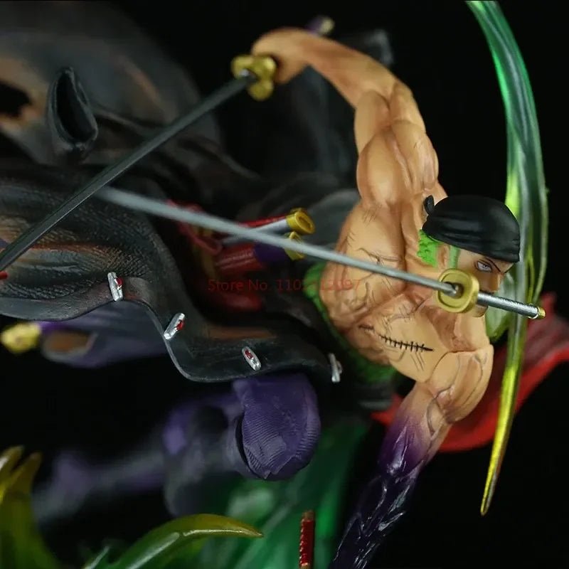 24cm One Piece Figure Roronoa Zoro Anime Figures Gk Luminous Pvc Statue Model Cool Room Decoration Toy Gift Children