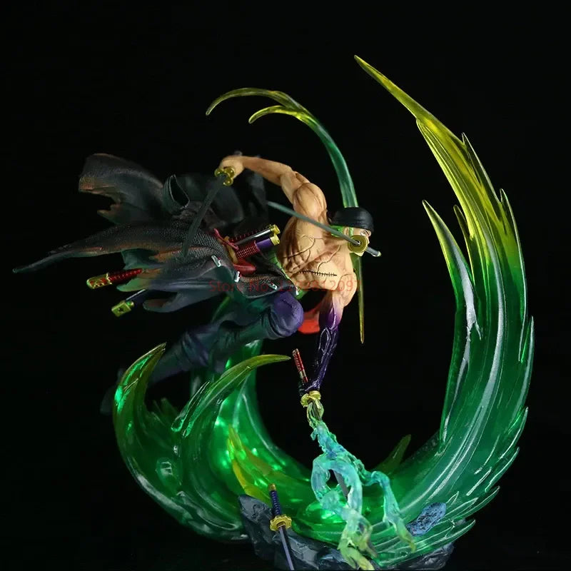 24cm One Piece Figure Roronoa Zoro Anime Figures Gk Luminous Pvc Statue Model Cool Room Decoration Toy Gift Children