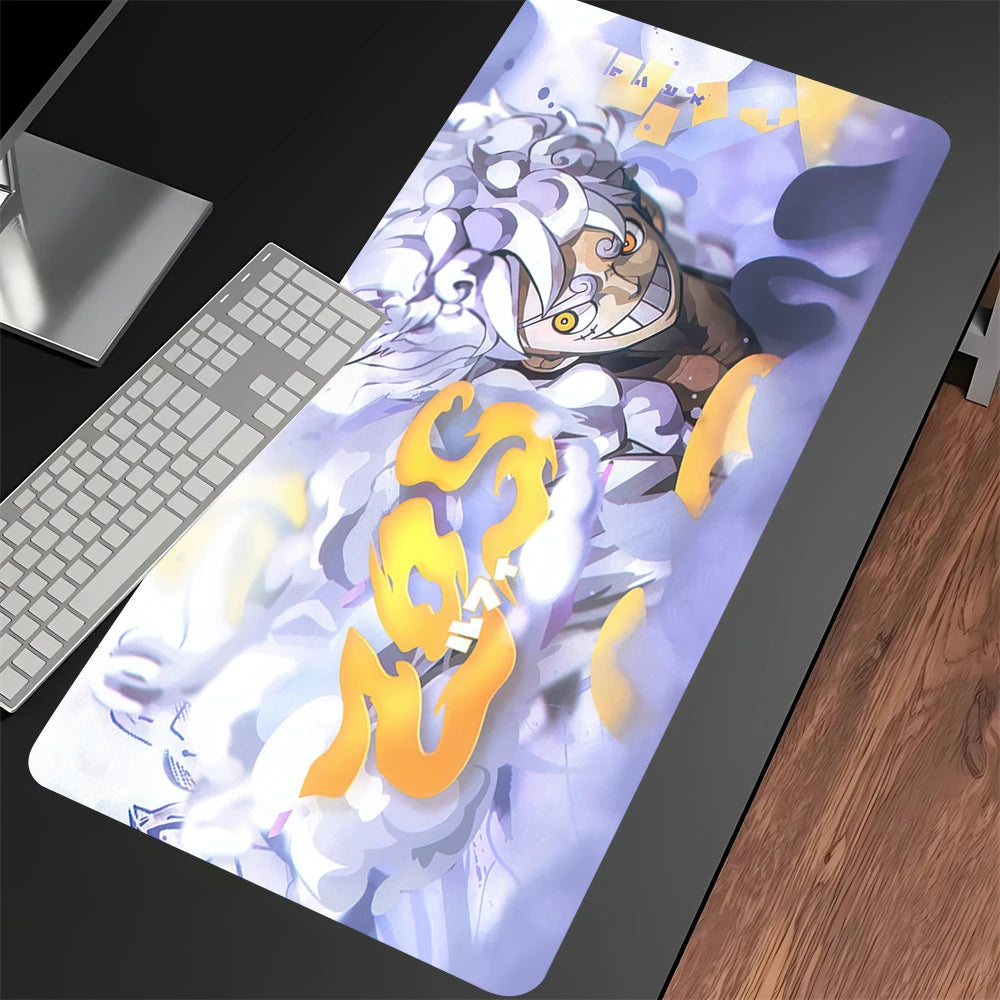 Luffys-Gear5 Desk Mat Large Mousepad Anime Mouse Pad O-One-PieceS Pc Accessories Gamer Keyboard Xxl Gaming Extended Mats