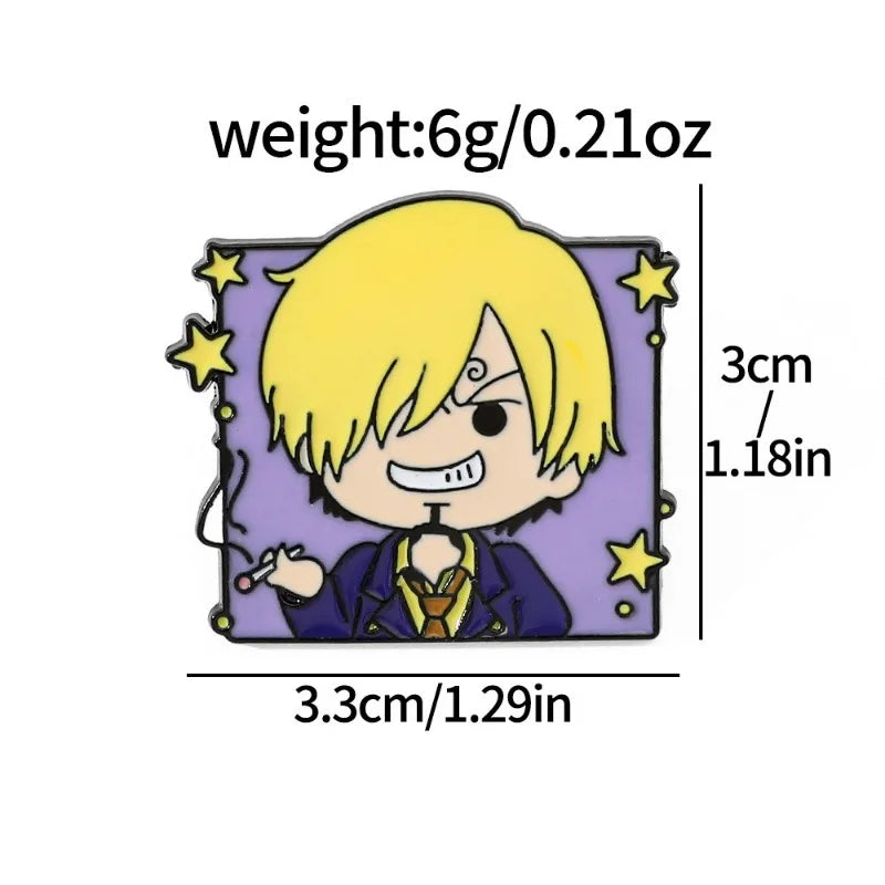 One Piece Cartoon Broochs Cap Luffy Zoro Sanji Anime Action Figures Q Figurals Toys Badges Merchandise Decoration Children Gifts