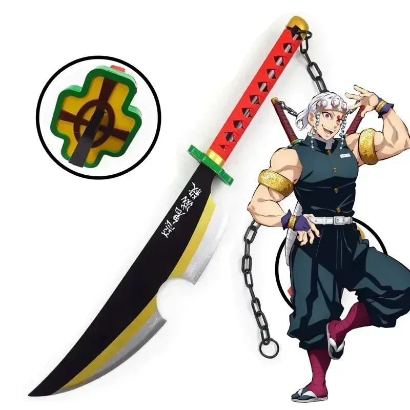 104cm Demon Slayer Kokushibo Katana Kimetsu No Yaiba Blade Sword Anime Cosplay Prop Real Size Japanese Katana Samurai Sabre Toy