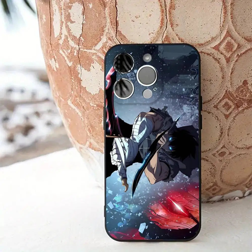 1pc Solo Leveling Anime Phone Case Silicone Soft For IPhone 16 15 14 13 12 11 X XR Plus Pro Max Plus
