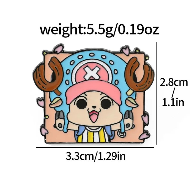 One Piece Cartoon Broochs Cap Luffy Zoro Sanji Anime Action Figures Q Figurals Toys Badges Merchandise Decoration Children Gifts