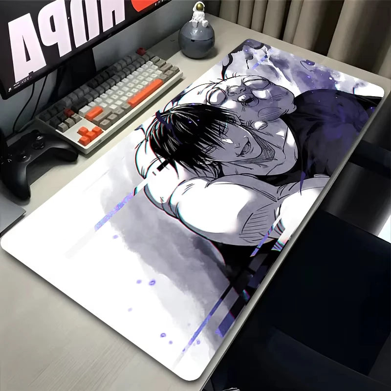 Mouse Pad Laptop Black and White Manga Mousepad Japan Anime J-jujutsu K-kaisen Desk Mouse Mat PC Toji Fushiguro HD Keyboard Pad