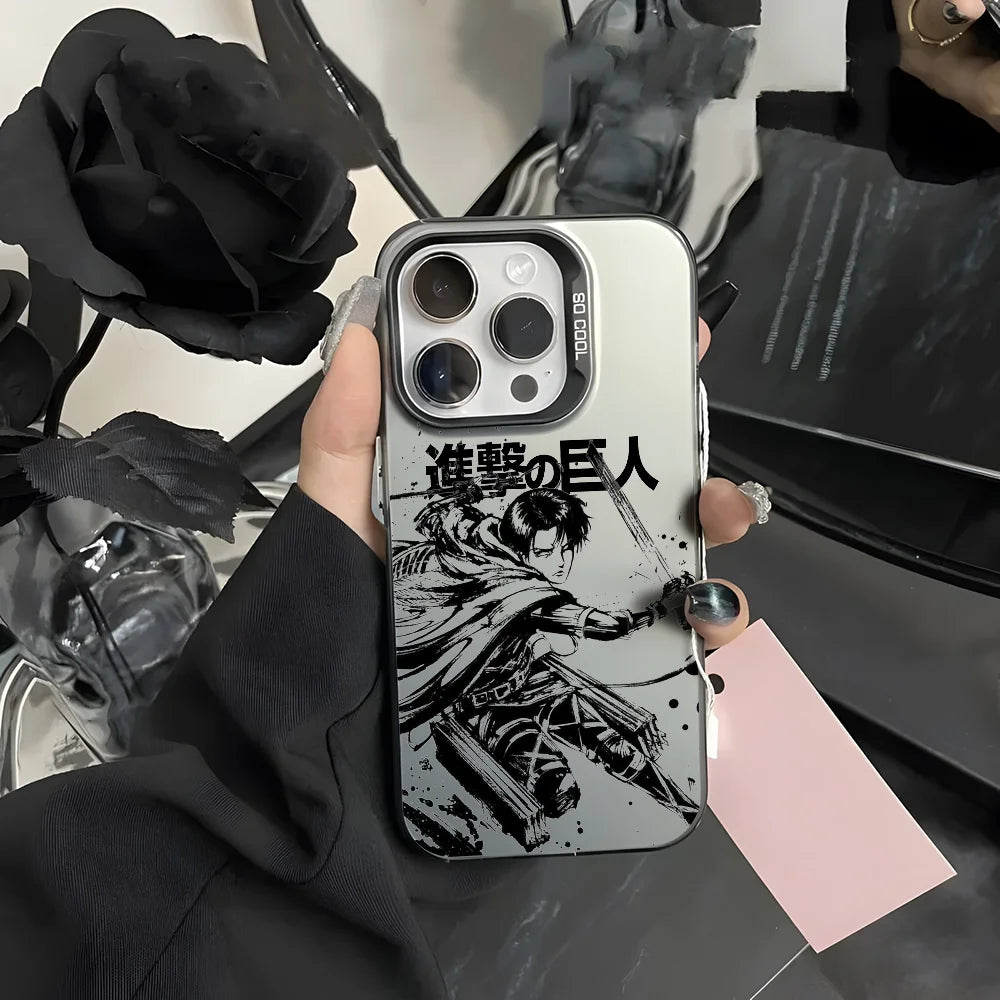 Hot Anime Attack on Titan Phone Case For iPhone 16 15 14 13 12 11 Pro Max Plus – Colorful Gradient Soft TPU Back Cover