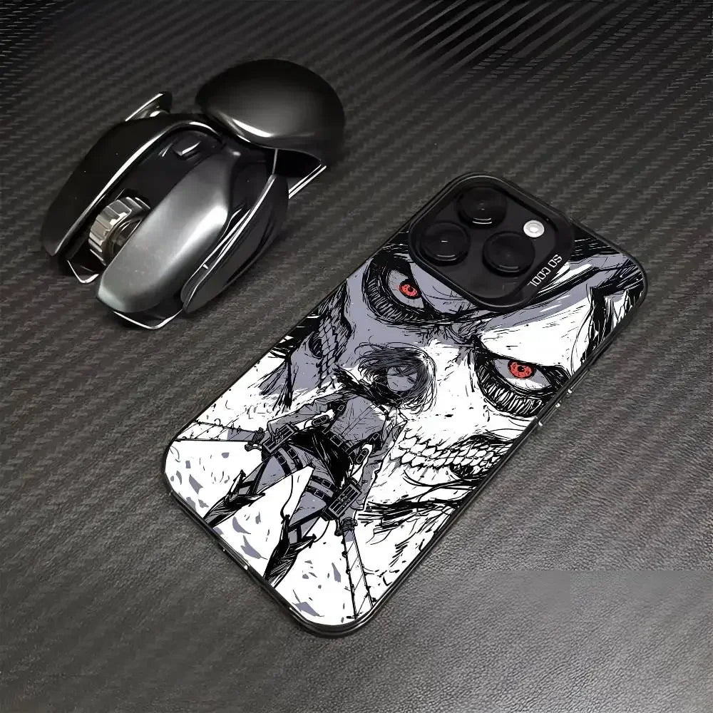 Luxury Hot Anime Attack On Titan Phone Case For IPhone 17 Air 16 15 14 13 12 11 Pro Max Plus Color Shockproof Back Silver Cove