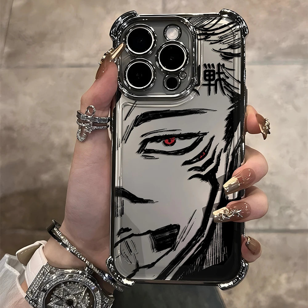 Jujutsu Kaisen Gojo Satoru New Plating Case For iPhone 16 15 14 13 12 11 Pro Max X XR XSMax 7 8 Plus Shockproof Anti-Fall Armor