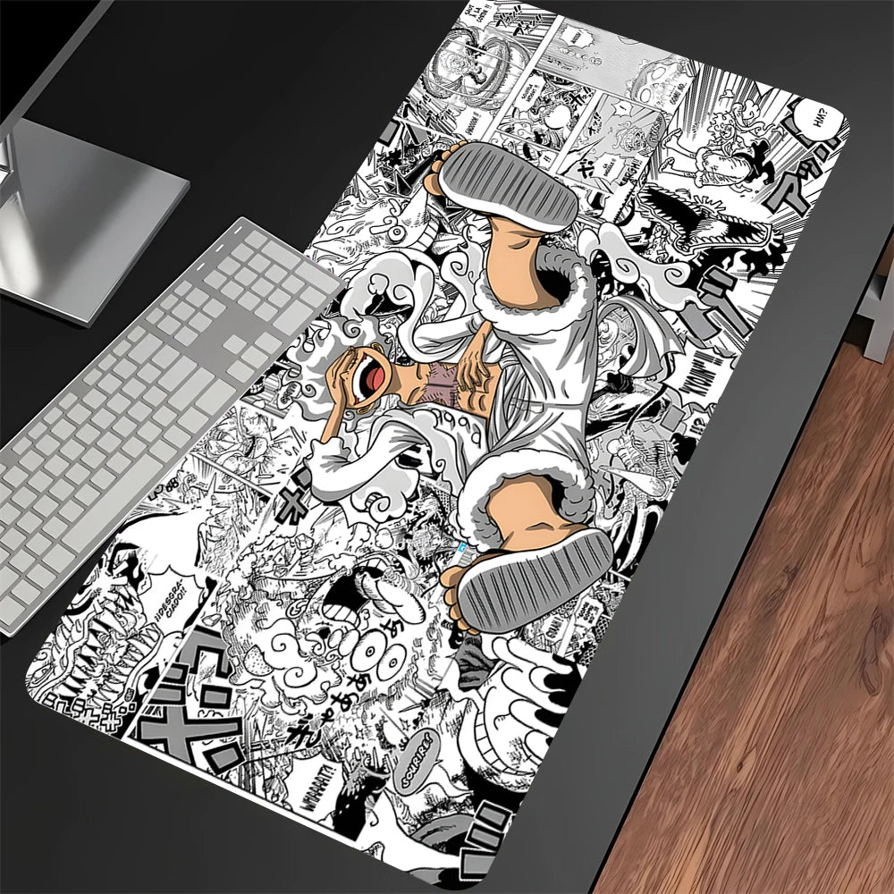 Luffys-Gear5 Desk Mat Large Mousepad Anime Mouse Pad O-One-PieceS Pc Accessories Gamer Keyboard Xxl Gaming Extended Mats