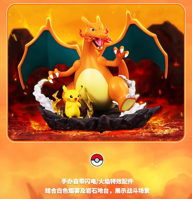 Genuine 16cm Pokemon Action Figures Charizard With Pikachu Cartoon Anime Collectible Model Toys For Birthday Gift
